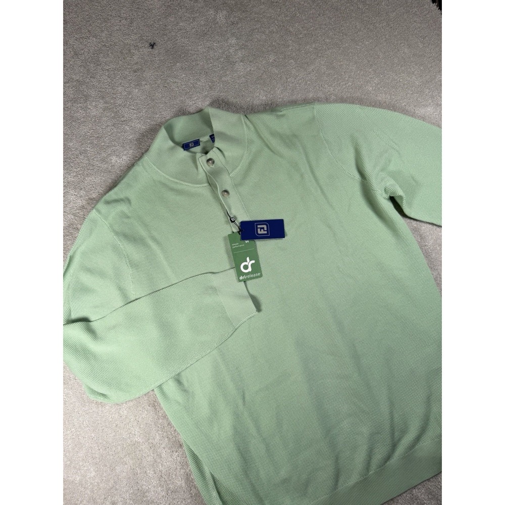 FootJoy Seed Stitch Golf Sweater Mens Large XXL Pistachio Green Mock Neck NWT